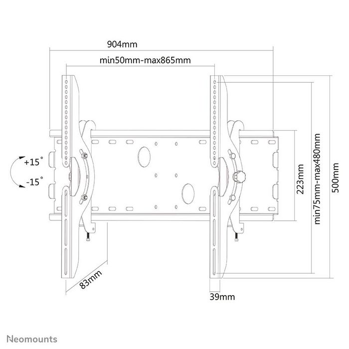 Neomounts PLASMA-W200BLACK Support mural inclinable pour écran plat, pour TV jusqu'à 85" (216 cm), capacité 100 kg, compatibilité VESA 200x200 à 865x480, noir Neomounts PLASMA-W200BLACK Support mural inclinable pour écran plat, pour TV jusqu'à 85" (216 cm), capacité 100 kg, compatibilité VESA 200x200 à 865x480, noir