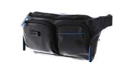 Piquadro Blue Square Sac Banane en Cuir Véritable, Noir