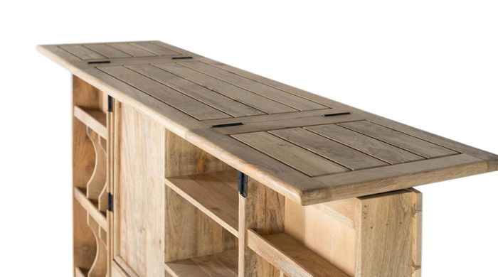 GINER Y COLOMER Buffet Bar en Bois de Mango avec 2 Portes et Plateau Extensible - Dimensions: Frontis 11x42 cm, Porte 93x44 cm, Tiroir Intérieur 9x39x26 cm