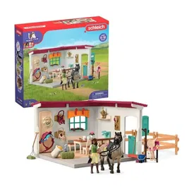 Schleich 42591 Horse Club - Sellerie du centre équestre, coffret jouet avec 85 éléments, 1 cheval et 1 personnage, pour enfants dès 5 ans