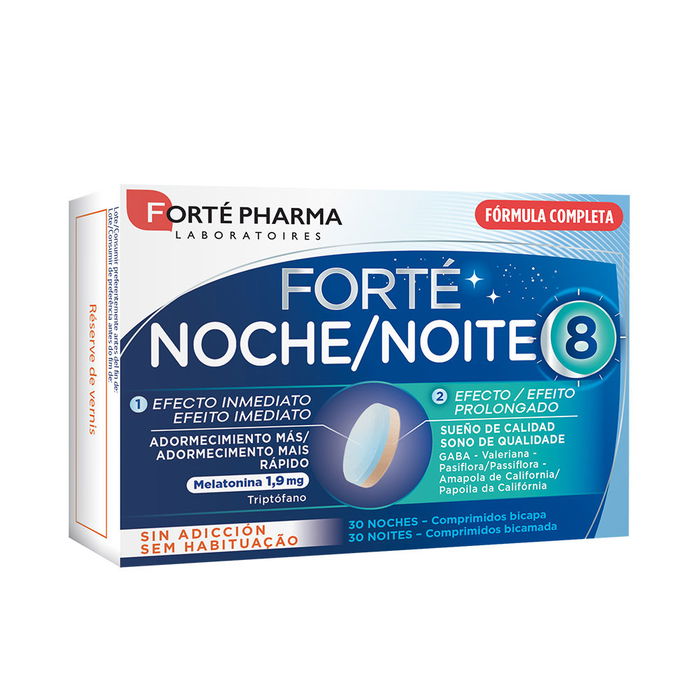 FORTÉ PHARMA Forté Nuit 8h - Complément alimentaire sommeil, 30 comprimés à double libération avec mélatonine, L-Tryptophane, Valériane et Passiflore FORTÉ PHARMA Forté Nuit 8h - Complément alimentaire sommeil, 30 comprimés à double libération avec mélatonine, L-Tryptophane, Valériane et Passiflore