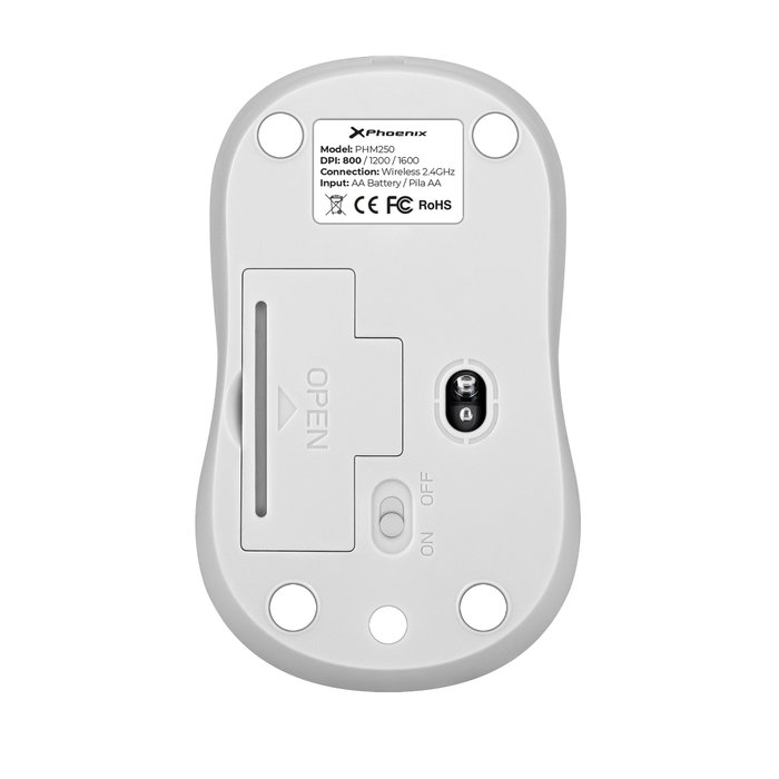 Phoenix Technologies M250 Souris Sans Fil 2.4 GHz Silent Click 1600 DPI Bluetooth USB Optique Blanche
