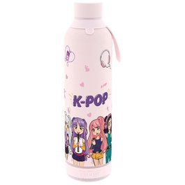 LOVELY STORY Gourde isotherme avec haut-parleur intégré 600 ml rose K-Pop - Thermos à acier inoxidable double paroi sans BPA