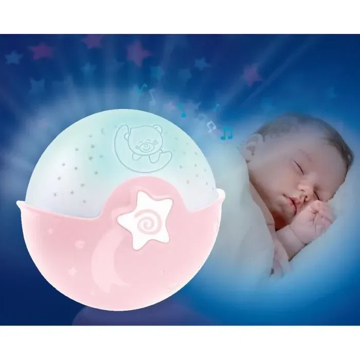 Infantino 4908 Veilleuse Projecto Lampe avec Projection Multi Couleurs, Berceuses, Capteur Sonore et Lampe de Chevet pour Bébé - Rose