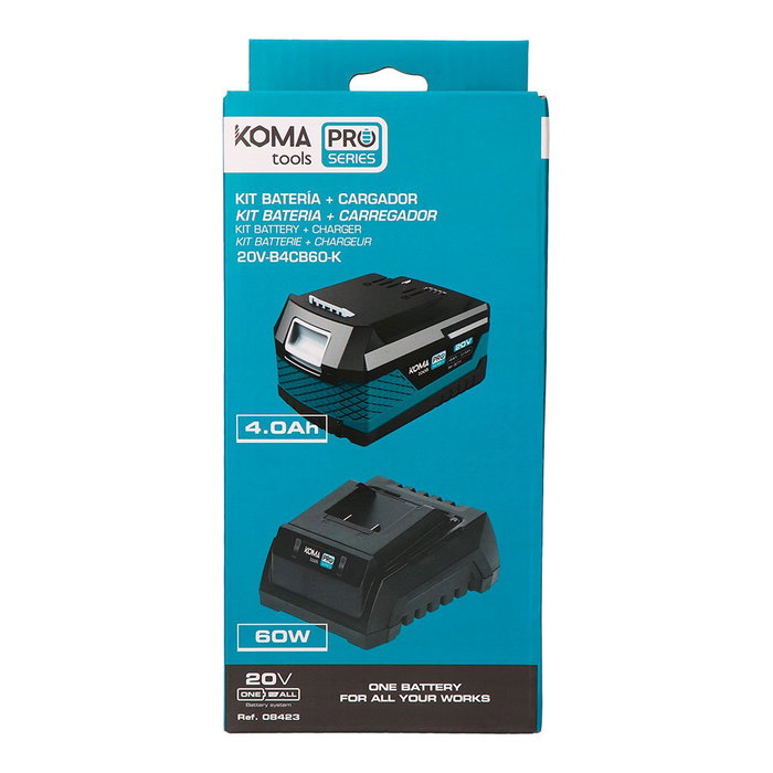 Koma Tools Pack batterie Li-ion 20V 4,0 Ah et chargeur 20V 60W