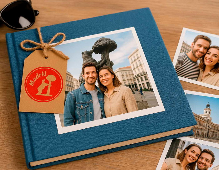Innspiro Kit 4 Tampons en Bois Madrid Lieux et Symboles et Encre Rouge