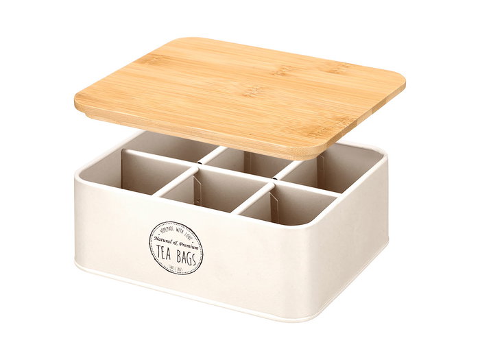 KINVARA CAJA 6 HUECOS TAPA BAMBU TEA CREMA - Crème