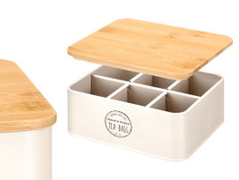 KINVARA CAJA 6 HUECOS TAPA BAMBU TEA CREMA - Crème