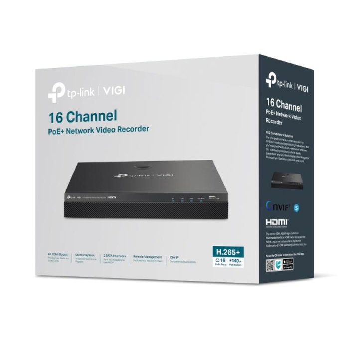 TP-Link VIGI NVR2016H-16MP - Enregistreur réseau vidéo 16 canaux pour caméras de surveillance IP jusqu'à 16 MP