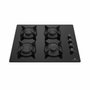 Continental Edison Table de cuisson au gaz 4 foyers - Verre noir
