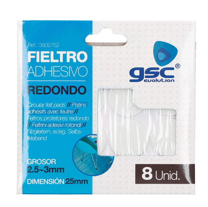 GSC Evolution Set de 8 feutres adhésifs ronds Ø25mm - Blanc