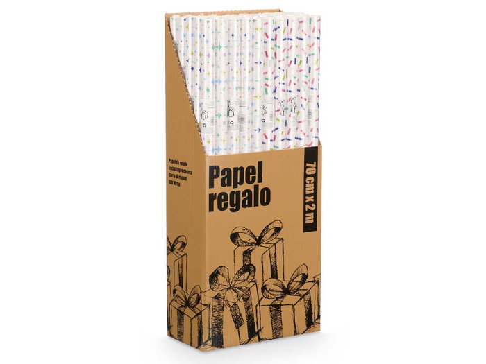 Arte Regal Rouleau Papier Cadeau 70x200 cm Motif Confetti et Étoiles (Set de 50)