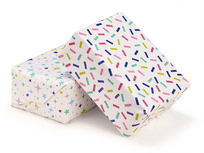 Arte Regal Rouleau Papier Cadeau 70x200 cm Motif Confetti et Étoiles (Set de 50)