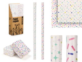 Arte Regal Rouleau Papier Cadeau 70x200 cm Motif Confetti et Étoiles (Set de 50)