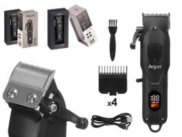 ARGON Tondeuse à cheveux professionnelle numérique avec 4 accessoires, Noir