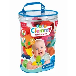 Clementoni Clemmy Baby Sac de 20 Cubes Souples pour Bébé - Construction Sécurisée - Dès 9 Mois