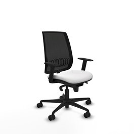 Chaise Alares Synchro 5 positions tissu Blanc Maille Noir Base en nylon noir Accoudoir 1D Sans appui-tête Roulettes 65mm nylon