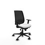 Chaise Alares Synchro 5 positions tissu Blanc Maille Noir Base en nylon noir Accoudoir 1D Sans appui-tête Roulettes 65mm nylon