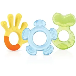 Nuby - Lot de 3 anneaux de dentition sans BPA, pour bébé dès 3 mois, textures stimulantes pour gencives sensibles et premières dents, en silicone doux