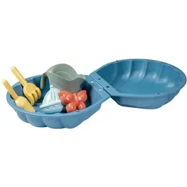 Smoby - Mini Bac à Sable Double Garni SMOBY Life, Coquillage 35x35cm avec Pelle, Râteau, Moules et Arrosoir - Matière Recyclée, Dès 18 mois