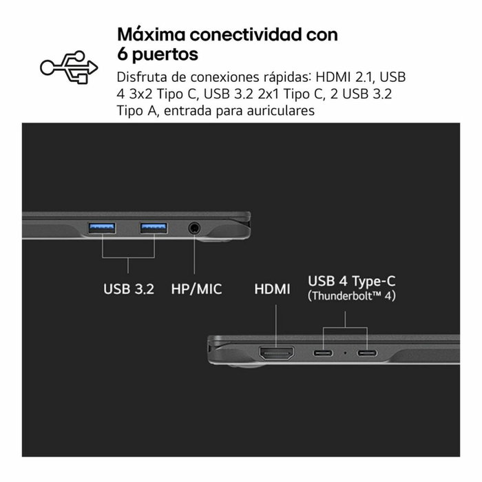 Ordinateur Portable LG 14ZD90T-G.AX78B 14" intel core ultra 7 255H 16 GB RAM 1 TB SSD Espagnol Qwerty