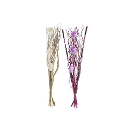 Branche DKD Home Decor Rose Lila Blanc Fleur séchée (30 x 30 x 100 cm) (2 Unités)