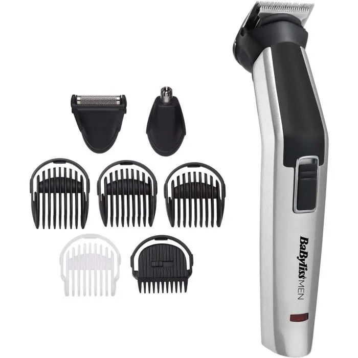 Babyliss Tondeuse Homme Multi-usages 8 en 1 MT726E Titanium Sans Fil 34 mm - Guide de Coupe Ajustable, Rasoir, Tondeuse Nez, Autonomie 60 min Babyliss Tondeuse Homme Multi-usages 8 en 1 MT726E Titanium Sans Fil 34 mm - Guide de Coupe Ajustable, Rasoir, Tondeuse Nez, Autonomie 60 min