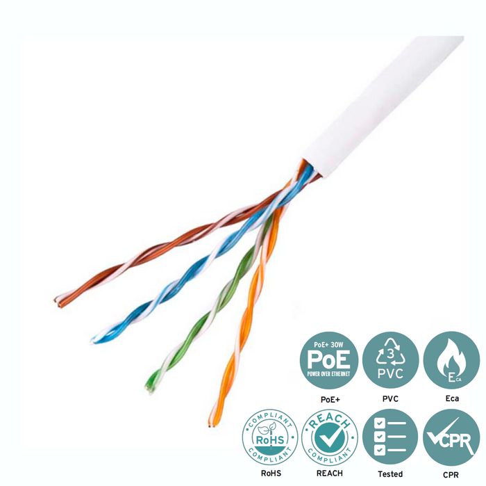 Lanview Câble Cat5e U-UTP 4x2xAWG24 PVC blanc 305 m Lanview Câble Cat5e U-UTP 4x2xAWG24 PVC blanc 305 m