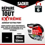 Sader - Ruban Adhésif Extrême Réparation Tout Surfaces, Noir, 20 m x 50 mm - Intérieur et Extérieur, Résistant aux Intempéries et Chocs
