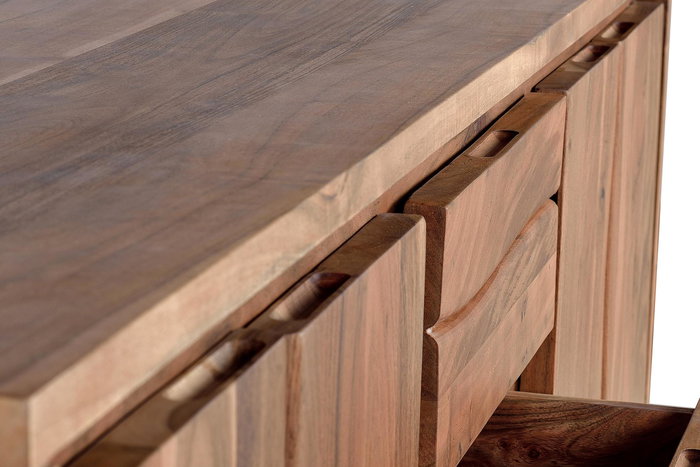 GINER Y COLOMER - Buffet 4 portes en bois d'acacia naturel - 82 x 172 x 45 cm