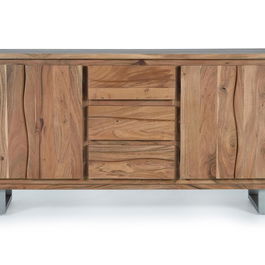 GINER Y COLOMER - Buffet 4 portes en bois d'acacia naturel - 82 x 172 x 45 cm