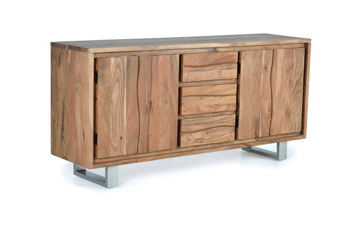 GINER Y COLOMER - Buffet 4 portes en bois d'acacia naturel - 82 x 172 x 45 cm