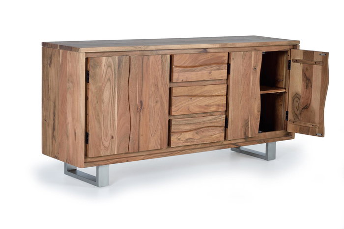 GINER Y COLOMER - Buffet 4 portes en bois d'acacia naturel - 82 x 172 x 45 cm