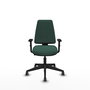 Chaise Elche Contact permament de base Tissu Vert foncé Base pyramidale noire Accoudoir 1D Sans appui-tête Roulettes 65mm pour moquette