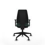 Chaise Elche Contact permament de base Tissu Vert foncé Base pyramidale noire Accoudoir 1D Sans appui-tête Roulettes 65mm pour moquette