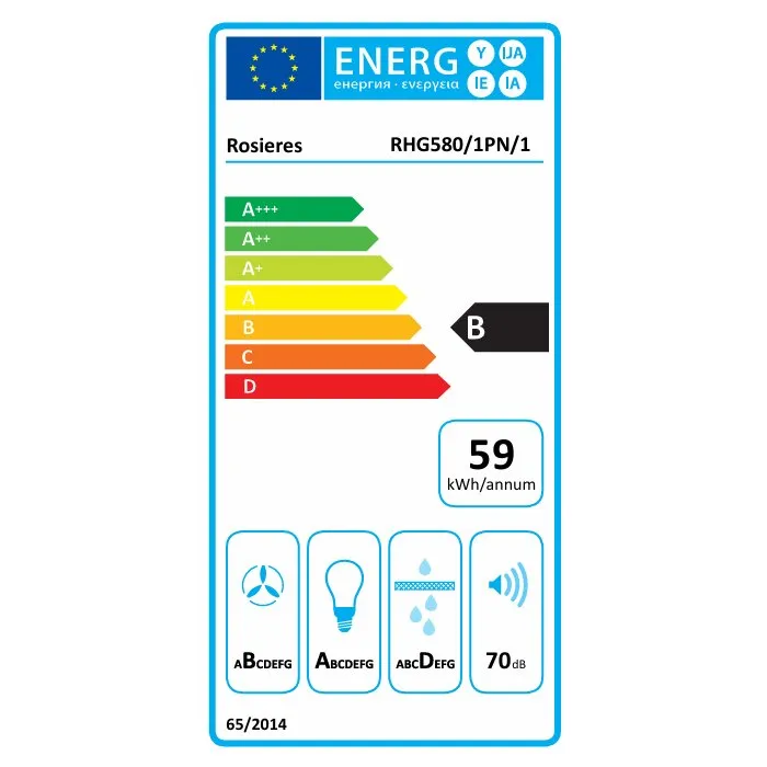 Rosieres RHG580/1PN/1 Hotte groupe filtrant Noir et Inox