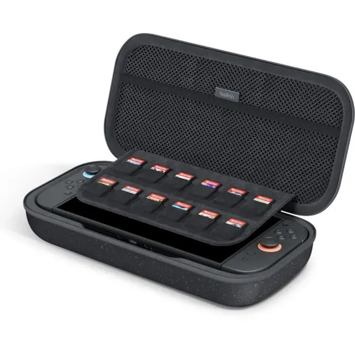 Belkin Pochette de Rangement avec Batterie Externe pour Nintendo Switch 2 - Protection contre Chocs et Rayures - Compatible Switch et OLED - Anthracite