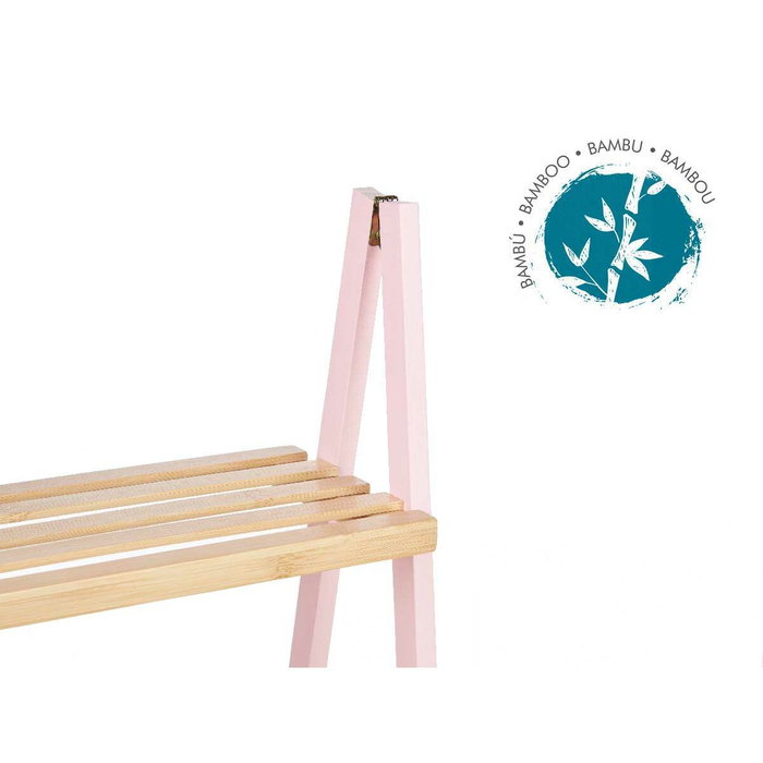 BERILO Étagère Escaler 3 Étagères Bambou Rose