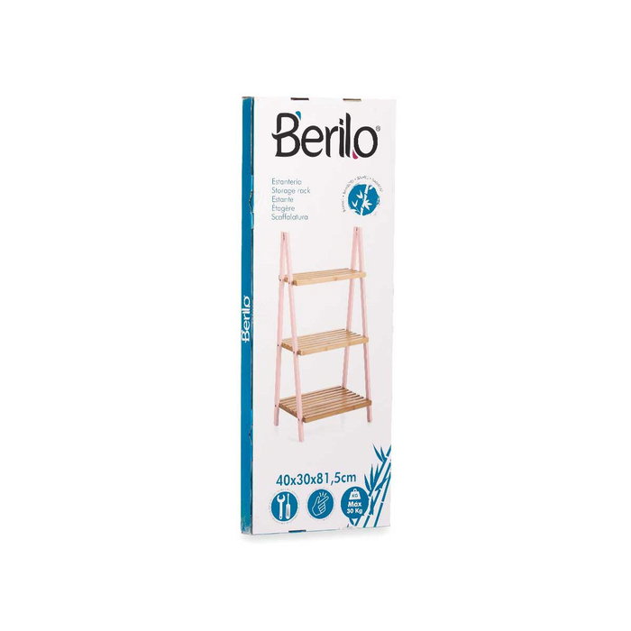 BERILO Étagère Escaler 3 Étagères Bambou Rose