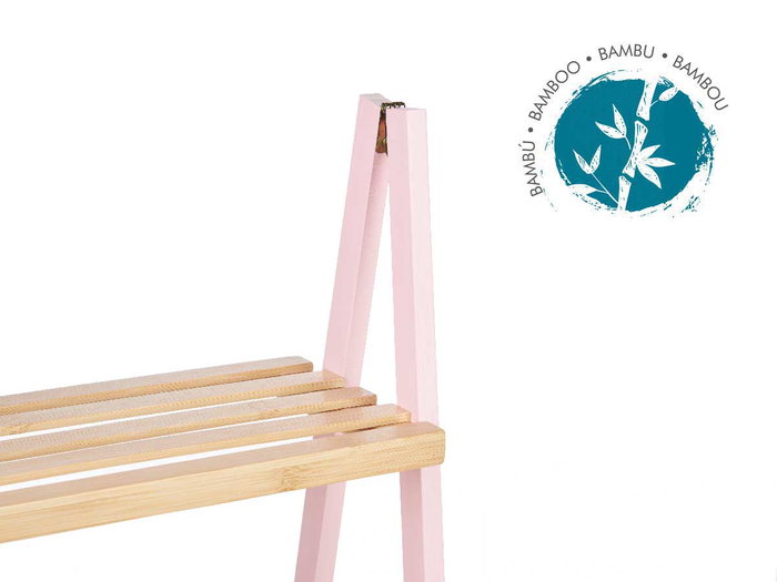 Berilo Étagère Escalier 3 Niveaux Bambou et Pin Rose 40x81x30 cm Berilo Étagère Escalier 3 Niveaux Bambou et Pin Rose 40x81x30 cm