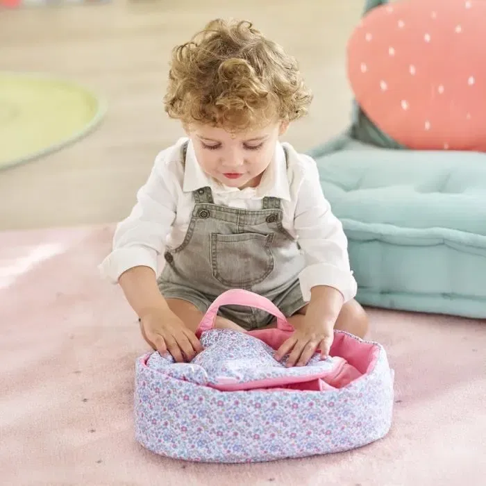 Corolle Couffin Floral pour Poupon 30 cm - Accessoire de Transport et Sommeil pour Enfants à Partir de 18 Mois - Rose Design Fleuri