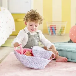 Corolle Couffin Floral pour Poupon 30 cm - Accessoire de Transport et Sommeil pour Enfants à Partir de 18 Mois - Rose Design Fleuri