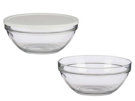 Pasabahce Boîte de Conservation Ronde Chefs avec Couvercle Blanc 2500 ml 23,7x10,1x23,7 cm Verre et Plastique (Set de 4)