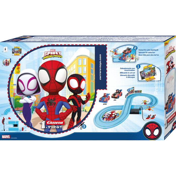 Carrera First Spidey It's Spidey Time! Circuit de course avec voitures Spidey et Spin