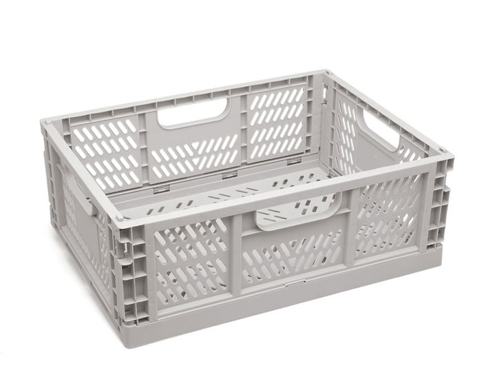 KioKids Caisse de rangement pliable en polypropylène gris 40x30x15 cm, apilable, pour organisation KioKids Caisse de rangement pliable en polypropylène gris 40x30x15 cm, apilable, pour organisation