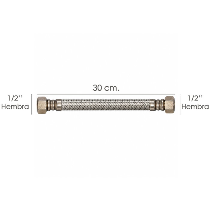 ORYX Latiguillo Flexible Acier Inoxydable Termo Femelle 1/2'' - Femelle 1/2'', 300 mm