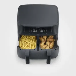 Severin FR2463 - Friteuse sans huile Airfryer, 8L double cuve, 10 programmes, 2600W, température réglable 200°C, maintien au chaud, nettoyage facile