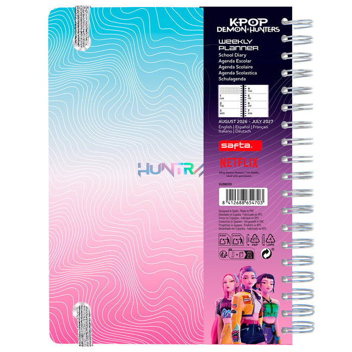 Grupo Erik Journal à spirale KPop Demon Hunters agenda hebdomadaire 2026/2027 A5