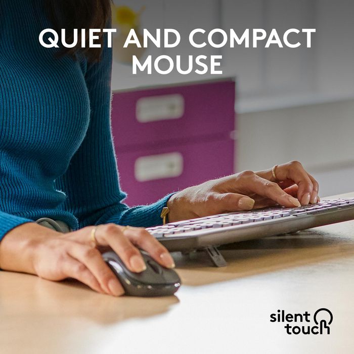 Logitech MK370 - Combo clavier et souris sans fil pour entreprise, clavier résistant aux éclaboussures et souris silencieuse avec connectivité USB/BT