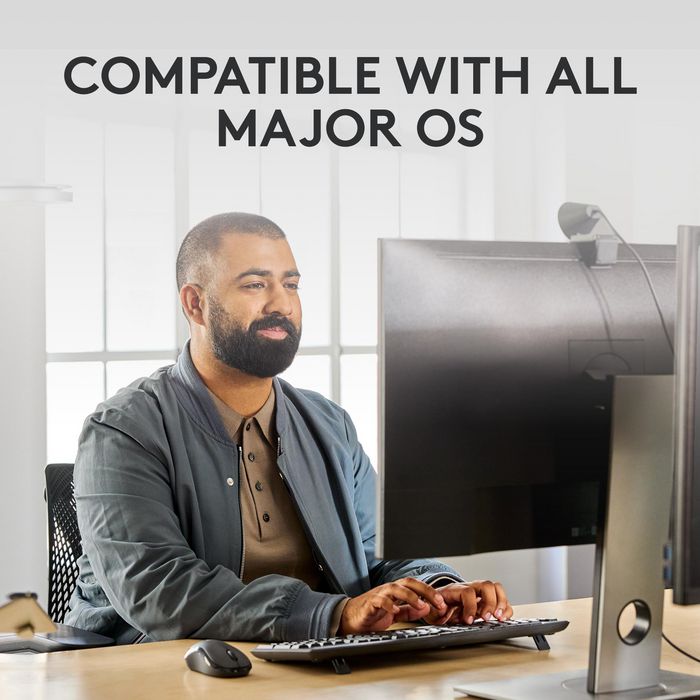 Logitech MK370 - Combo clavier et souris sans fil pour entreprise, clavier résistant aux éclaboussures et souris silencieuse avec connectivité USB/BT